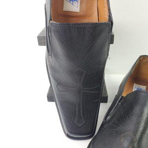 Danesi Collections Men's Black Leather Crucifix Loafers Sz 10.5 MUST SEE!
